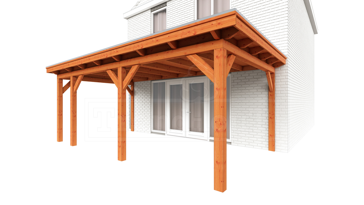 Trendhout Aanbouwveranda Lucca 645x390 cm - Plat dak model links