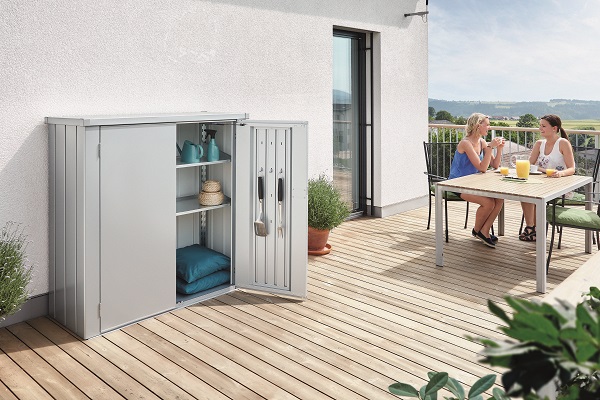 Terraskast Romeo M zilvergrijs metallic 132x57x140 cm