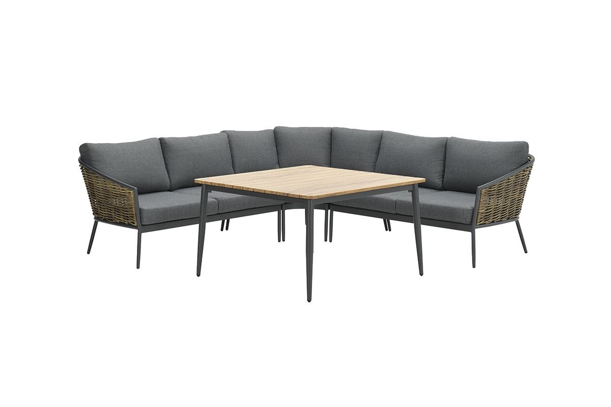 Garden Impressions lounge/dining set Bali 4-delig carbon black/natural rotan/mystic grey