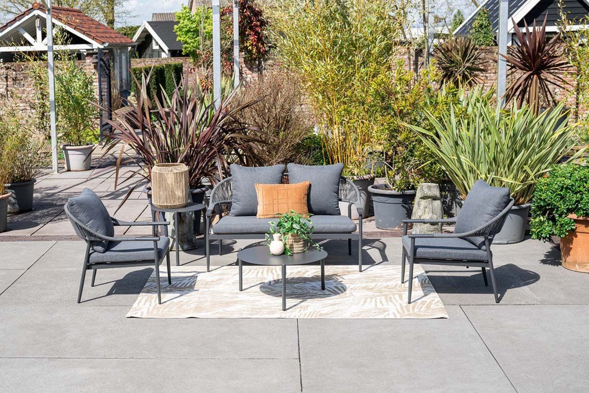 Santiago loungeset - 5-delig - carbon black - rope grey - mystic grey afbeelding