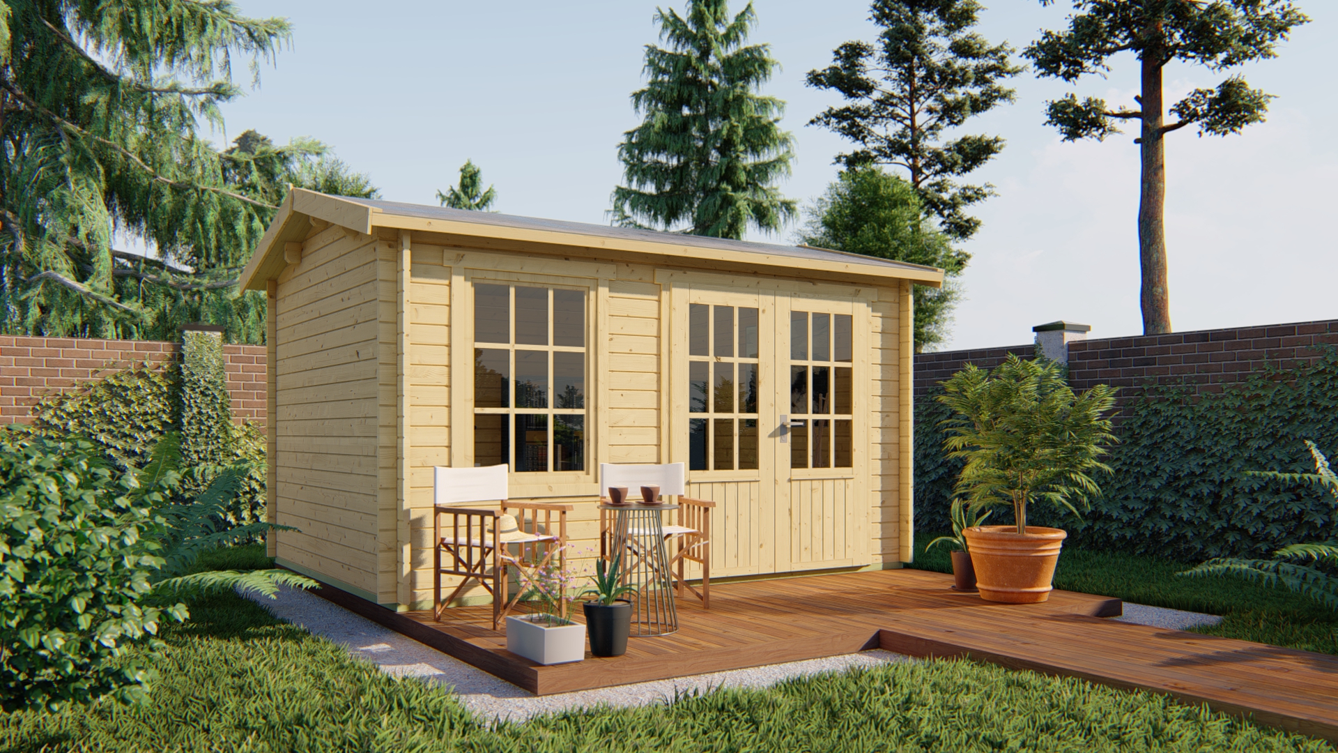 Blokhut Chloe 400x300 cm - Red class wood geïmpregneerd afbeelding