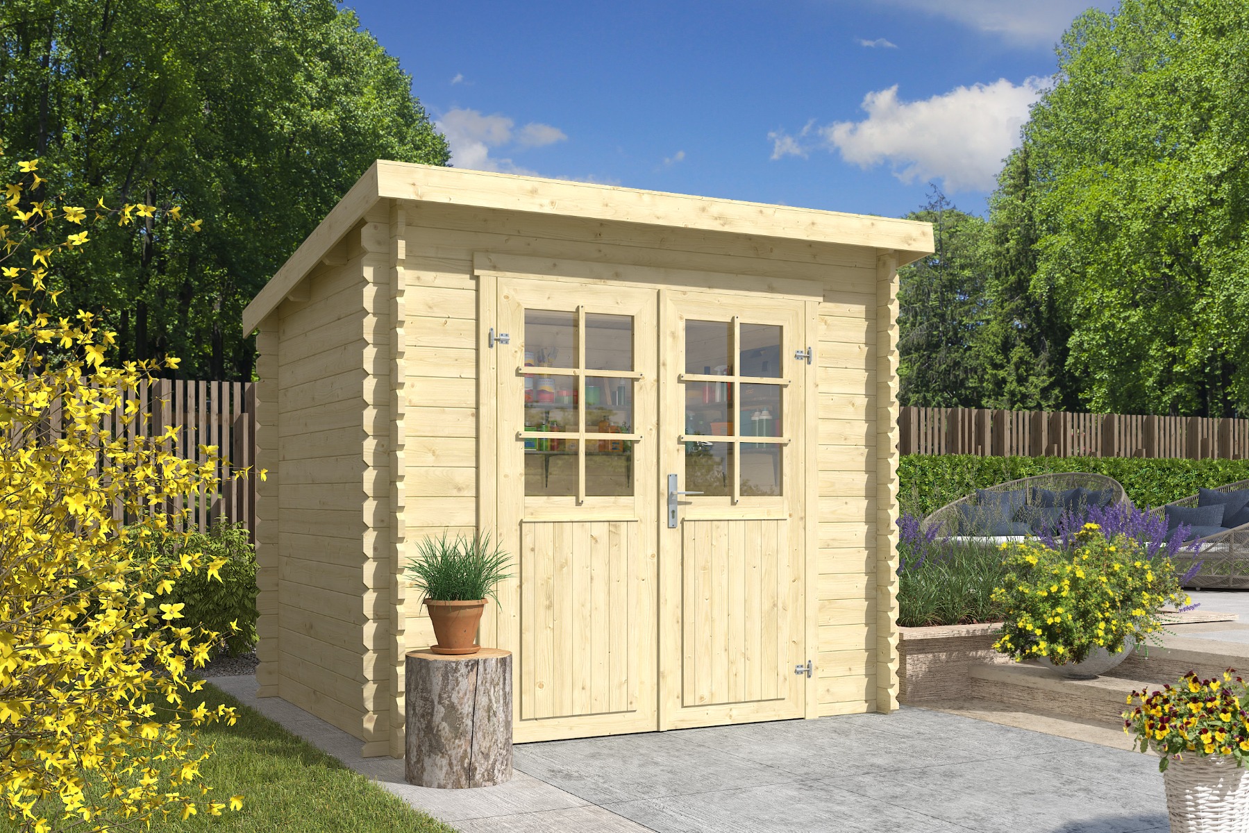 Outdoor Life Indi Blokhut 250x195 cm 28 mm vuren blank afbeelding 1