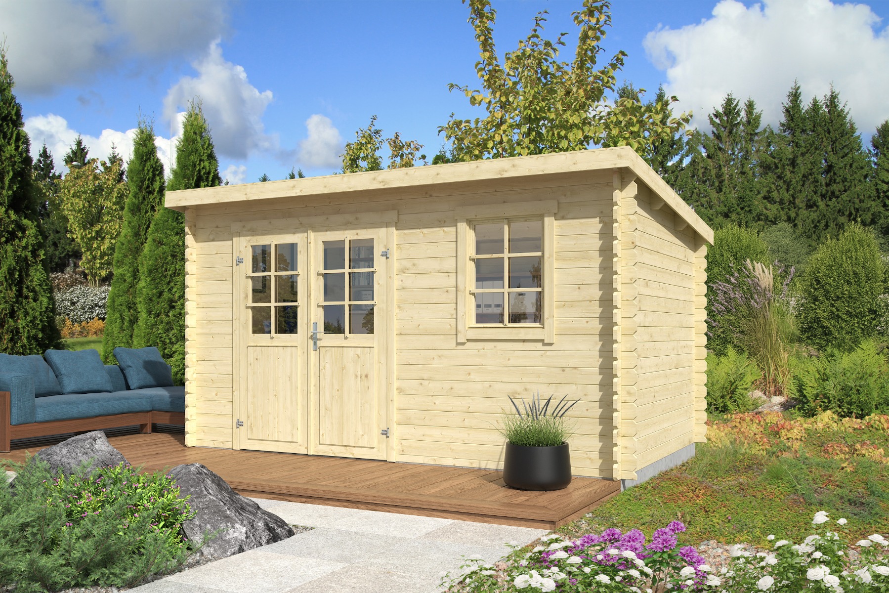 Outdoor Life Amira Blokhut 400x250 cm 28 mm vuren blank