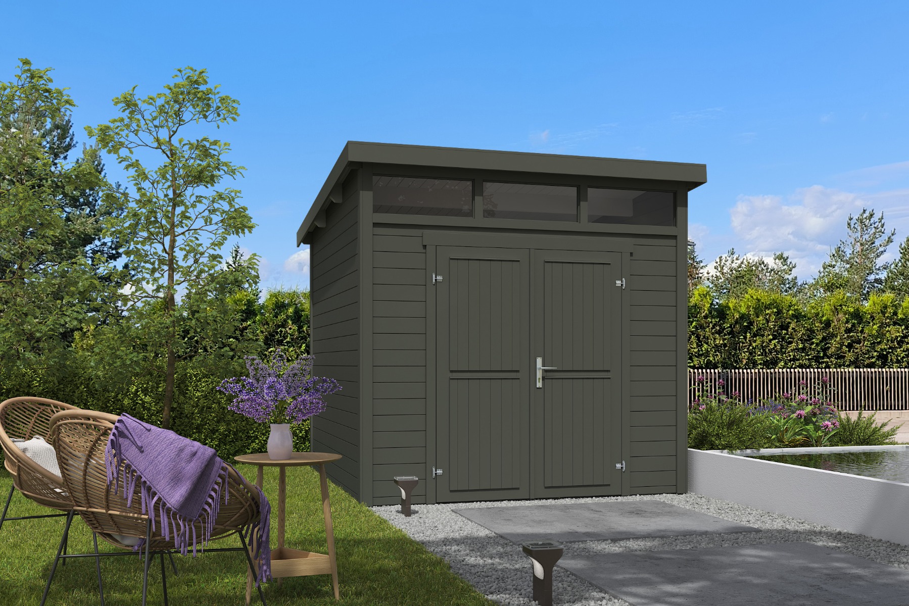 Tuinhuis Kibo 3 250x250 cm - Green Grey gecoat afbeelding