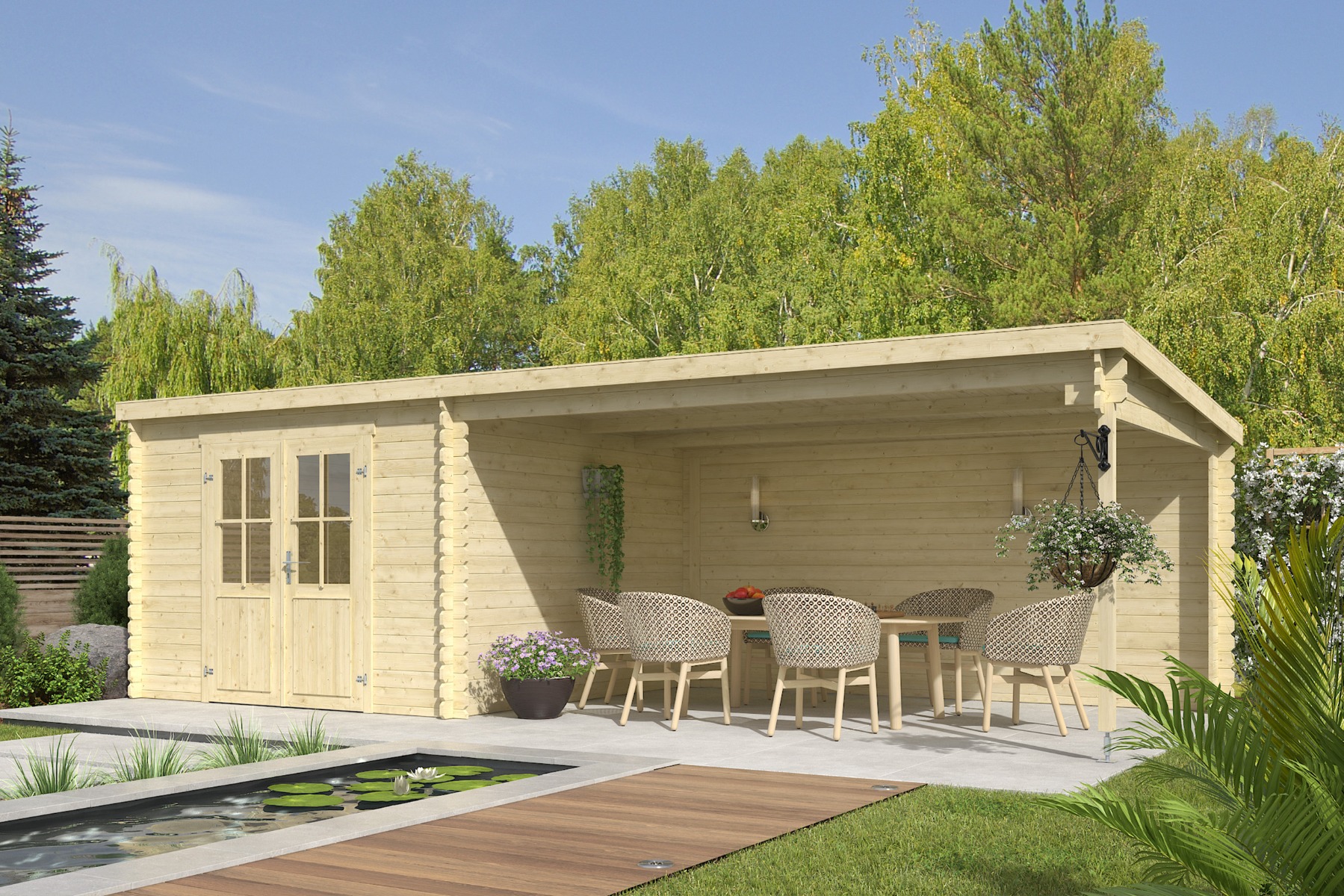 Outdoor Life St. Louis Blokhut 681x292 cm 28 mm vuren blank afbeelding 1