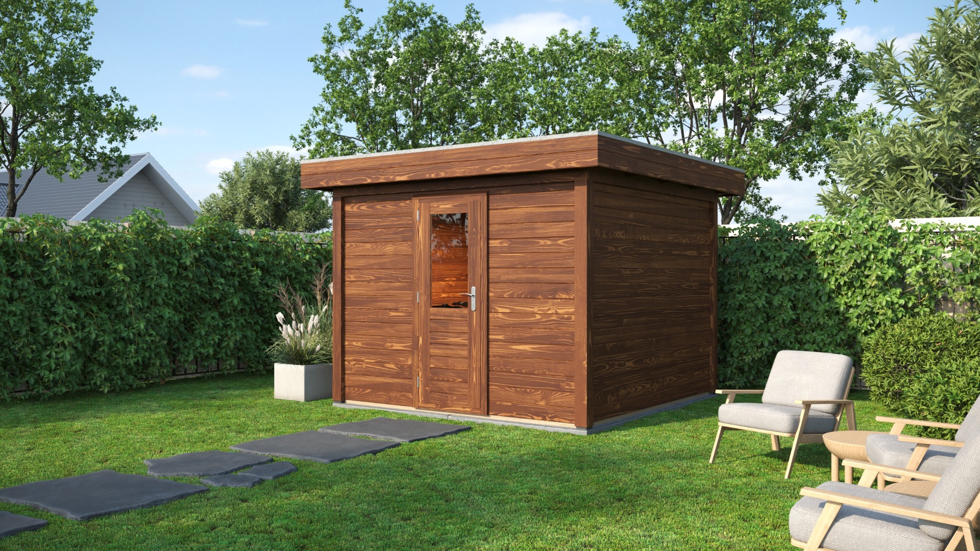 Lugarde Select Modern tuinhuis Groningen 300x300cm - Bruine olie afbeelding 1