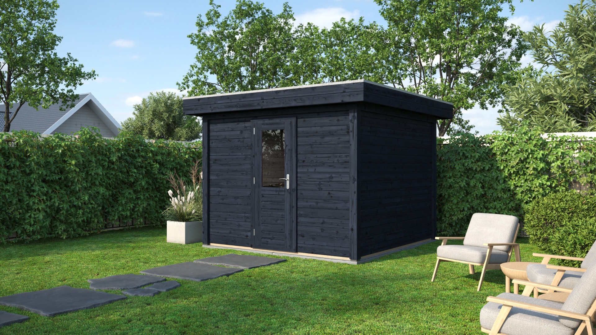 Lugarde Select Modern tuinhuis Groningen 300x300cm - Zwarte olie afbeelding 1