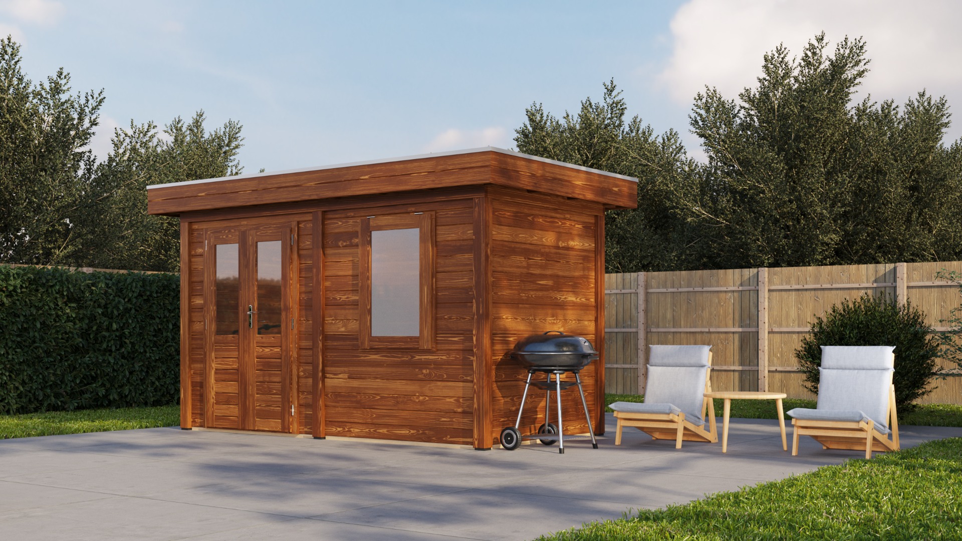 Lugarde Select Modern tuinhuis Gorssel 388x200cm - Bruine olie afbeelding 1