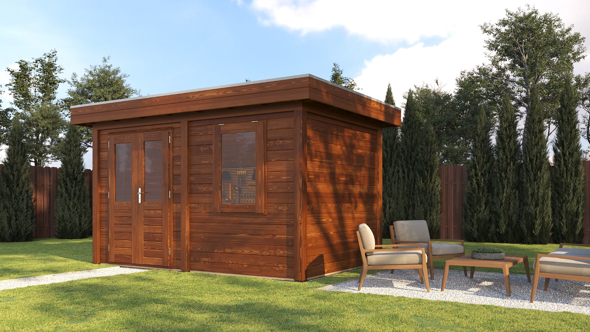 Lugarde Select Modern tuinhuis Breda 388x250cm - Bruine olie afbeelding