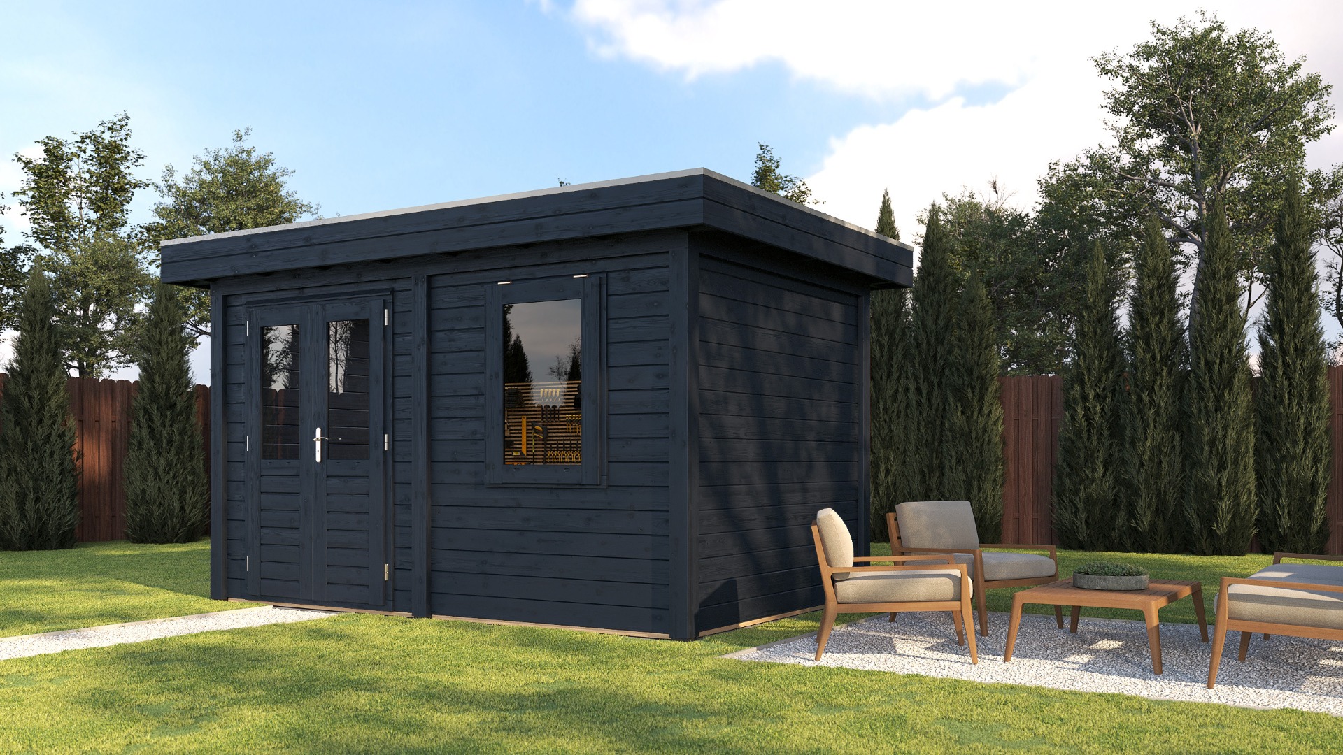 Lugarde Select Modern tuinhuis Breda 388x250cm - Zwarte olie afbeelding 1