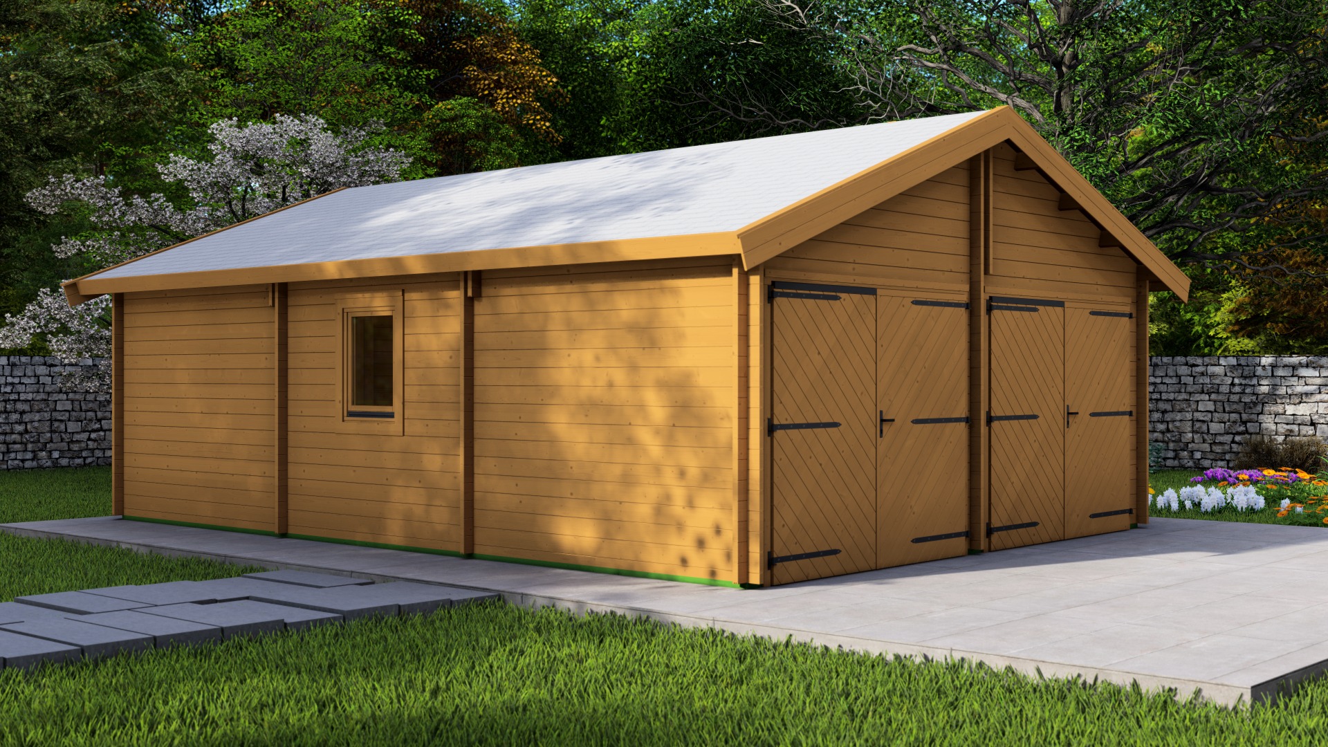 Dubbele garage 44 mm - 595x800 cm - geïmpregneerd - Van Kooten afbeelding