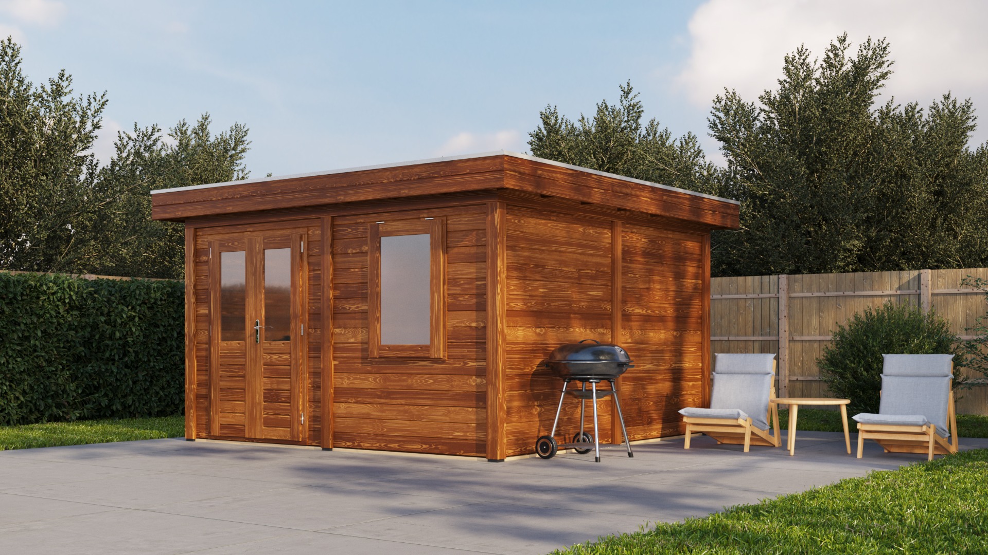 Lugarde Select Modern tuinhuis Rotterdam 388x388cm - Bruine olie afbeelding 1