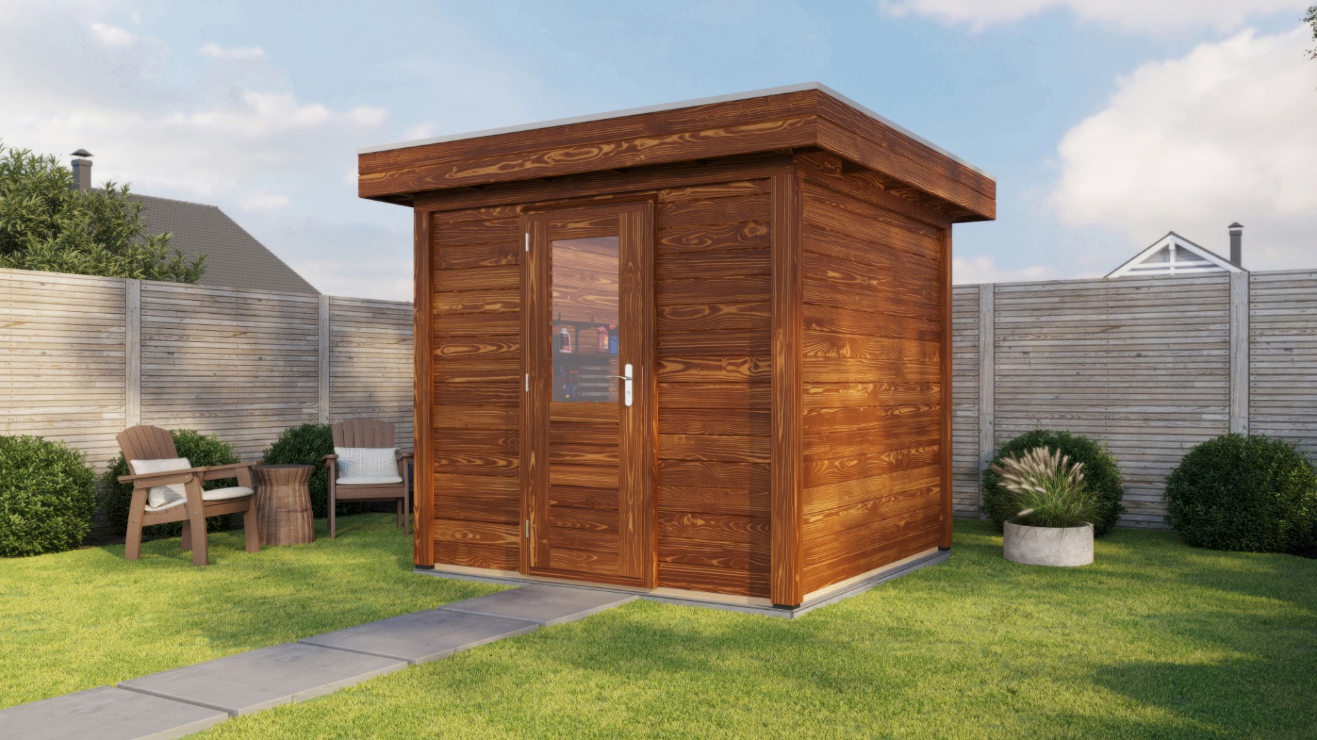 Lugarde Select Modern tuinhuis Garderen 250x250cm - Bruine olie afbeelding 1