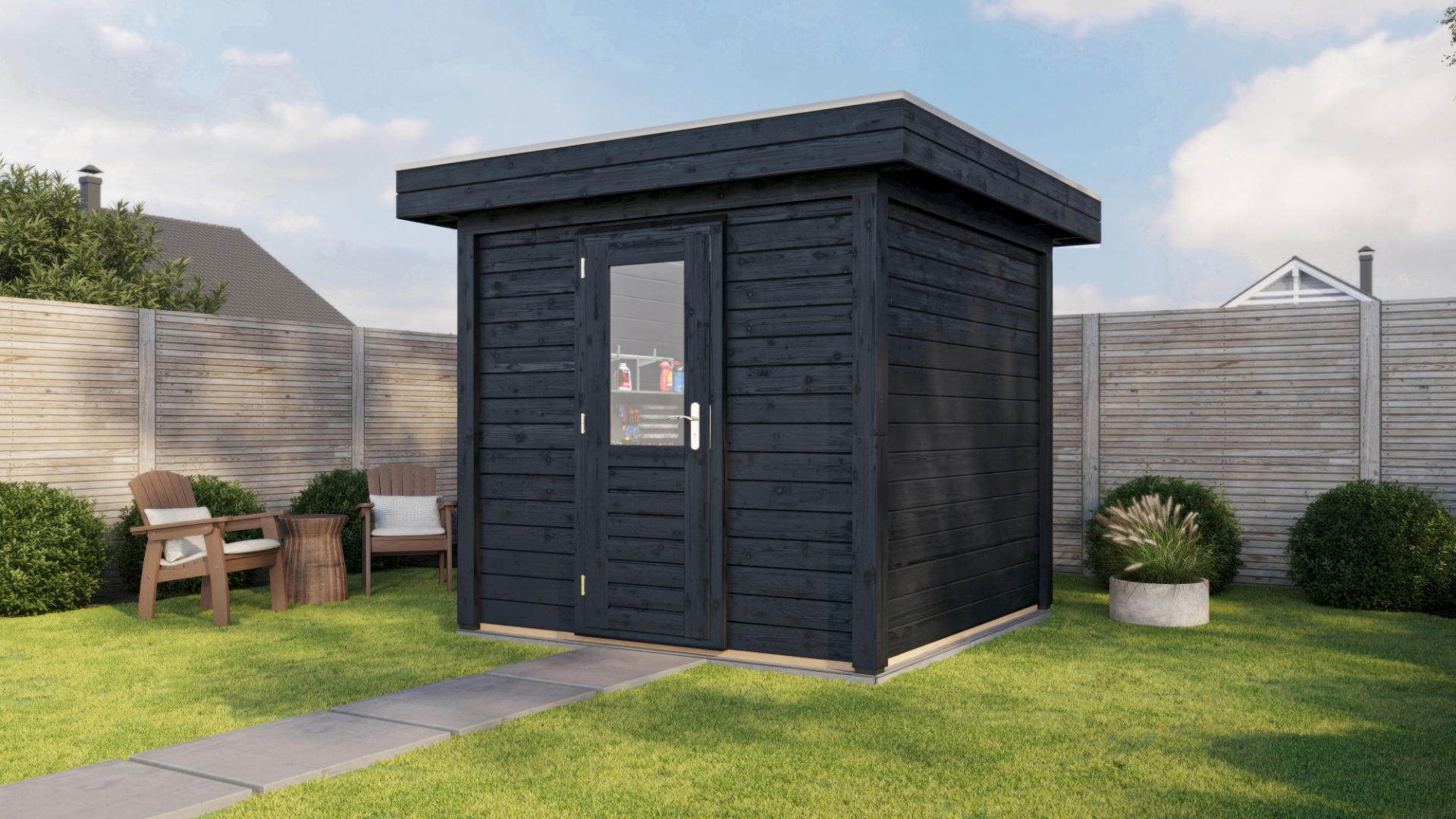 Lugarde Select Modern tuinhuis Garderen 250x250cm - Zwarte olie afbeelding 1
