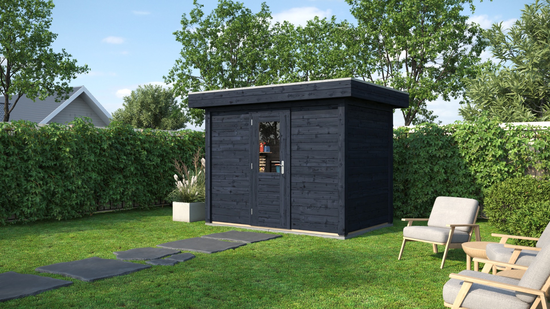 Lugarde Select Modern tuinhuis Hoeven 300x200cm - Zwarte olie afbeelding