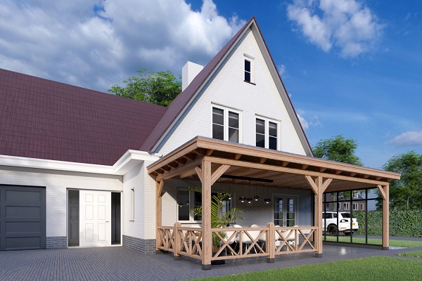 Aanbouwveranda Lucca 790x390 cm - Plat dak - Combinatie 1