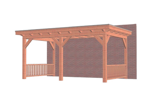 Aanbouwveranda Lucca 555x325 cm - Plat dak - Combinatie 1