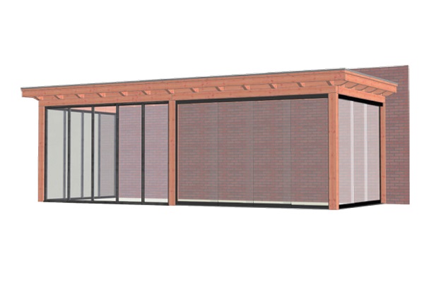 Aanbouwveranda Lucca 790x325 cm - Plat dak - Combinatie 1