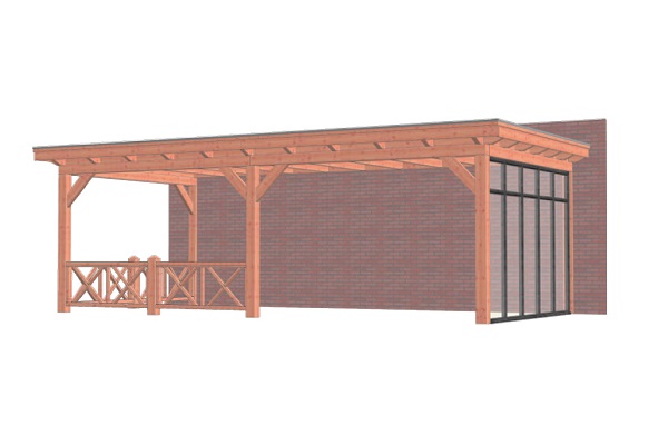 Trendhout Lucca aanbouwveranda 790x390 cm - Plat dak - Combinatie 1