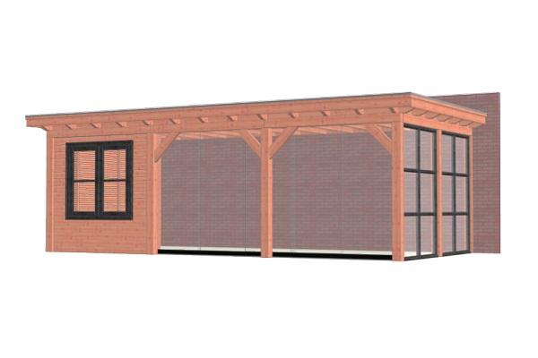 Aanbouwveranda Lucca 795x390 cm - Plat dak - Combinatie 1