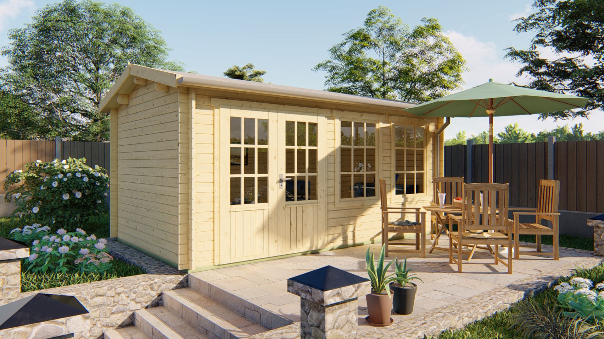 Blokhut Aiste 500x300 cm - Red class wood geïmpregneerd afbeelding