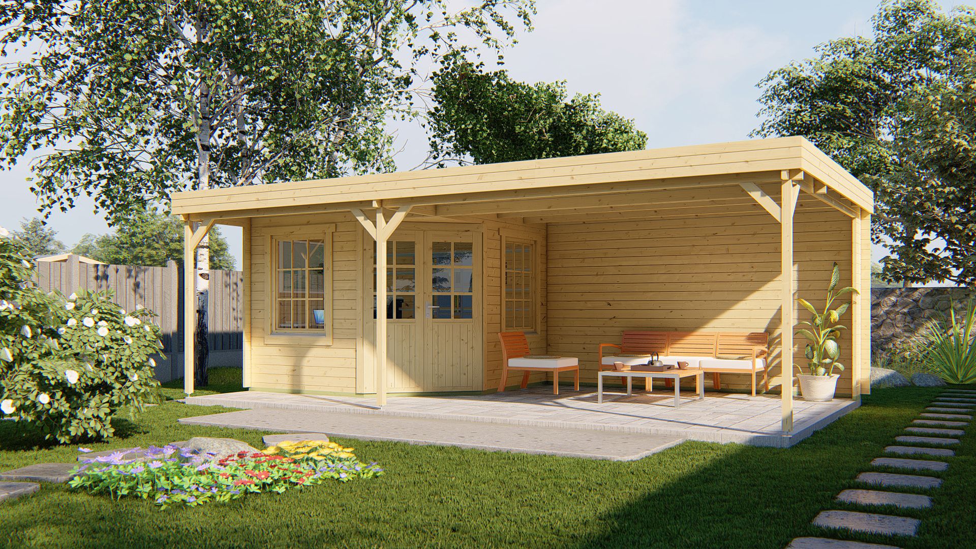 Blokhut Annette 700x400 cm - Grijs geïmpregneerd afbeelding