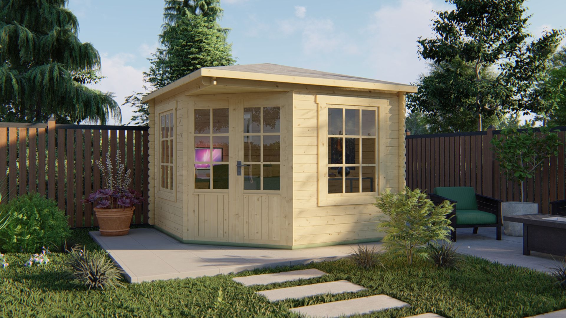 Blokhut Asmund 300x300 cm - Red class wood geïmpregneerd afbeelding