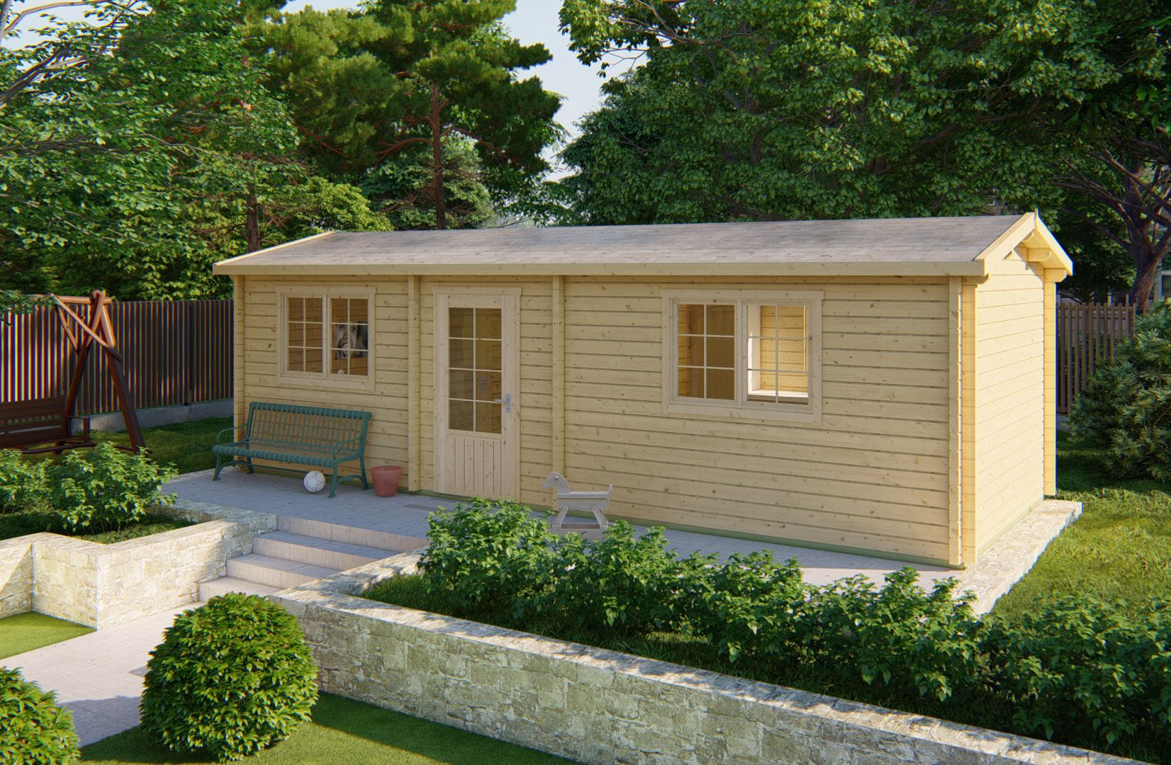 Blokhut Ava 844x347 cm - Red class wood geïmpregneerd afbeelding