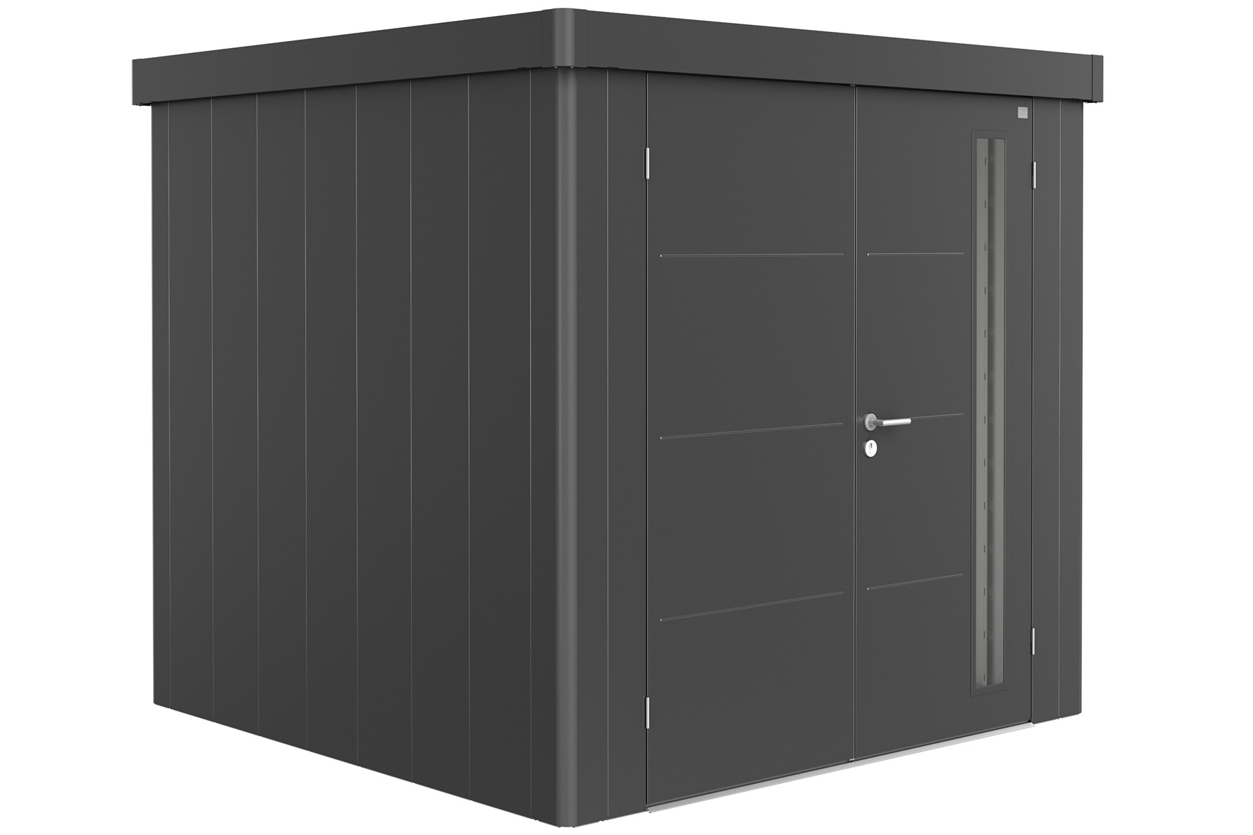 Biohort Neo 2B metalen tuinhuis donkergrijs 236x236 cm met dubbele deur