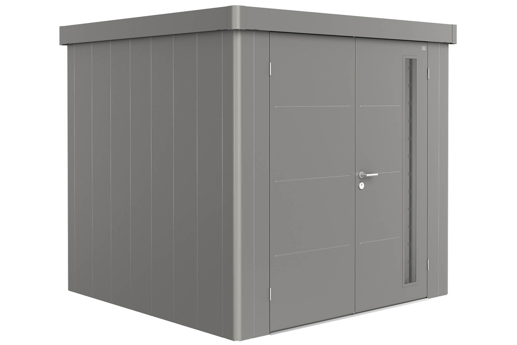 Biohort Neo 2B metalen tuinhuis kwartsgrijs 236x236 cm met dubbele deur