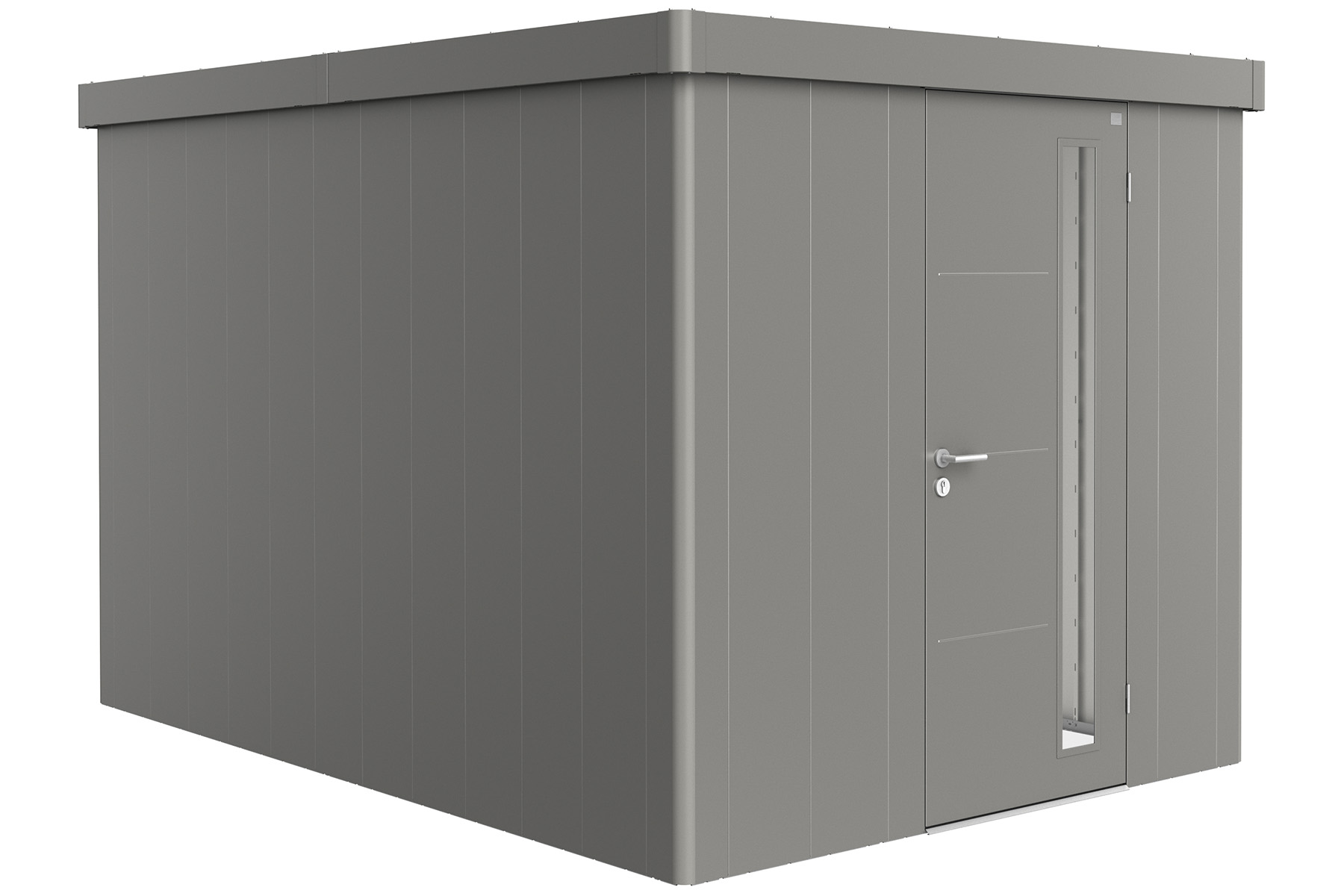 Biohort Metalen tuinhuis Neo - Dubbele deur - Kwartsgrijs - 4B (236x348 cm) afbeelding