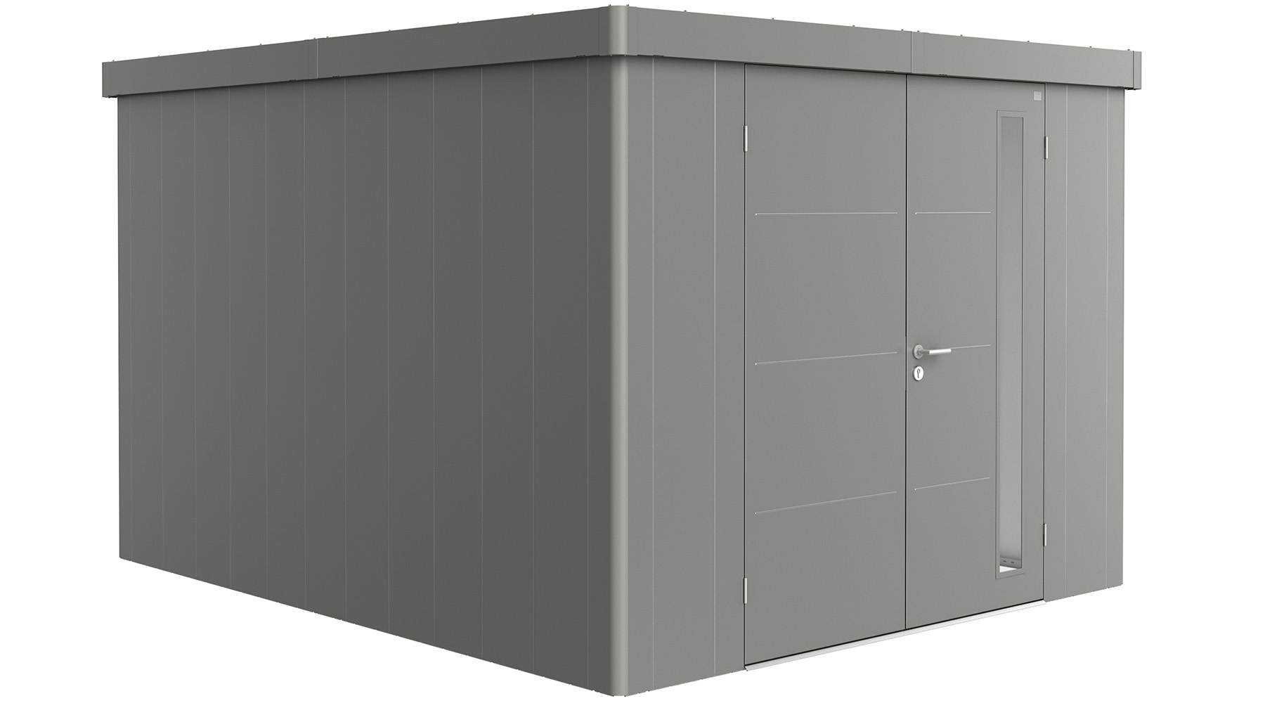 Biohort Metalen tuinhuis Neo - Dubbele deur - Kwartsgrijs - 4C (292x348 cm) afbeelding