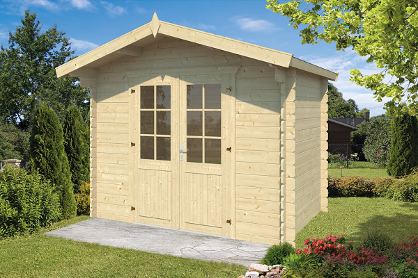Blokhut Anja 28 mm 295x200 cm + luifel 50 cm - groen geïmpregneerd afbeelding