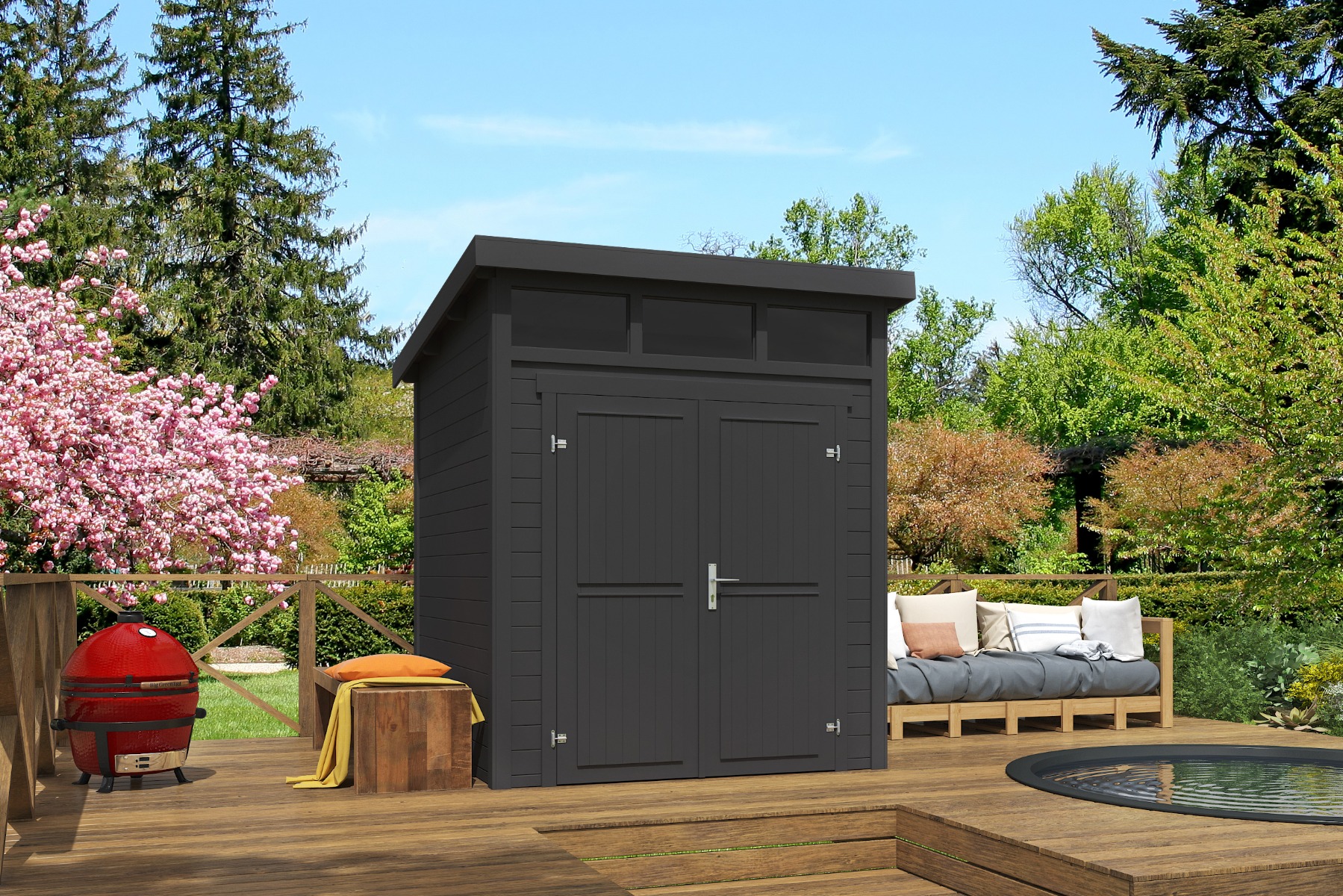 Tuinhuis Kibo 1 200x200 cm - Carbon Grey gecoat afbeelding
