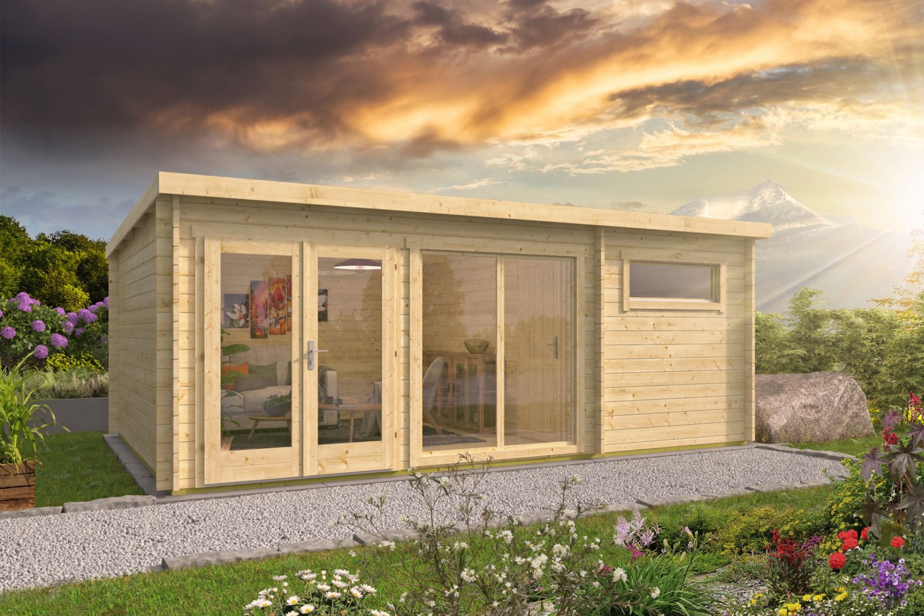 Blokhut - Tuinhuis Flow 2.0 - 595x400 cm - vuren onbehandeld afbeelding
