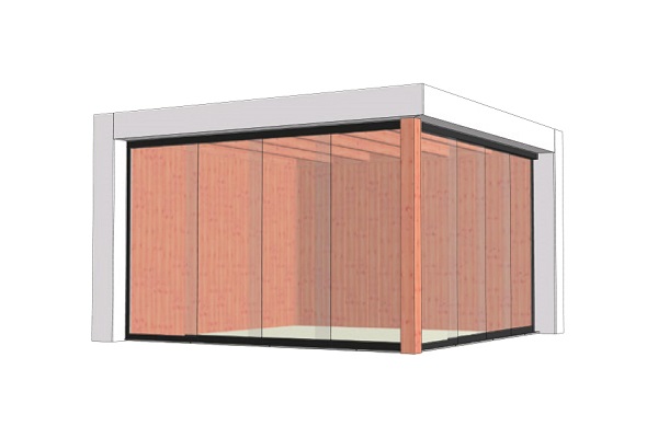 Buitenverblijf Verona 400x400 cm - Plat dak model links - Combinatie 1 afbeelding