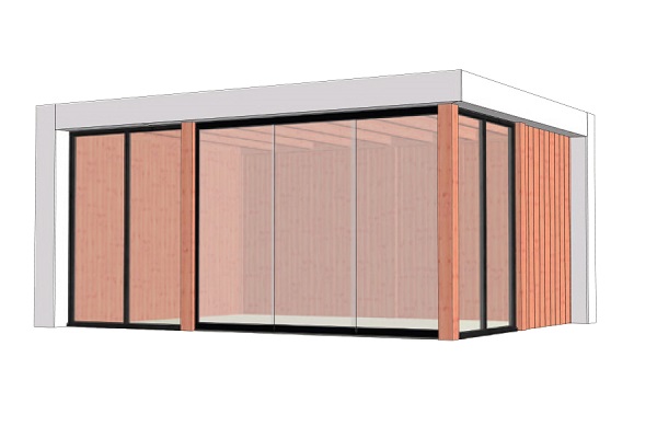 Buitenverblijf Verona 520x400 cm - Plat dak model links - Combinatie 1 afbeelding