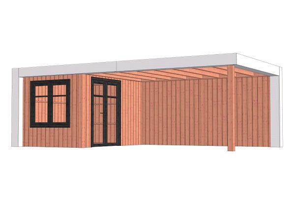 Buitenverblijf Verona 755x400 cm - Plat dak model links - Combinatie 1 afbeelding