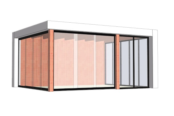 Buitenverblijf Verona 510x400 cm - Plat dak model rechts - Combinatie 1 afbeelding