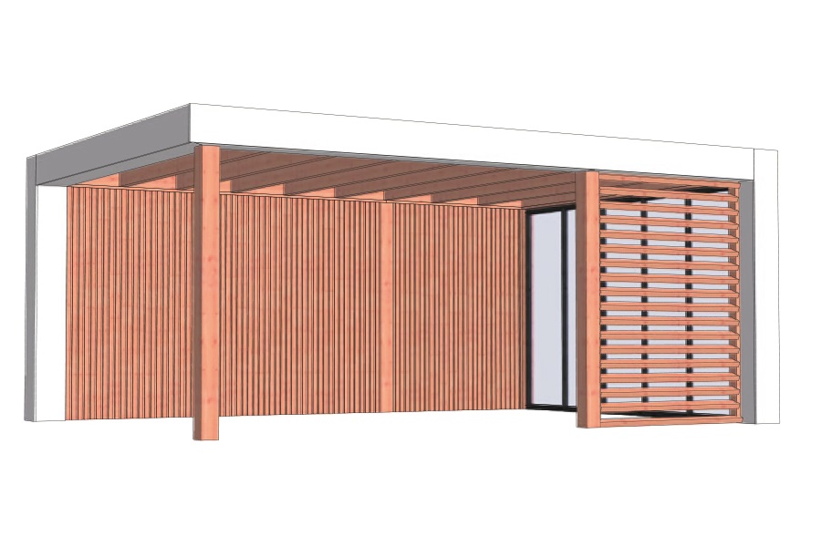 Buitenverblijf Verona 575x400 cm - Plat dak model rechts - Combinatie 1 afbeelding
