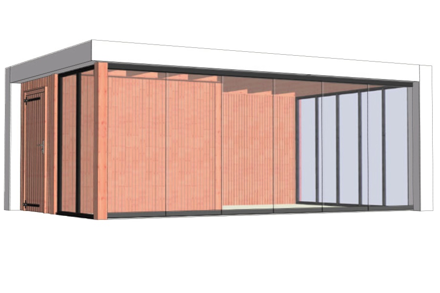 Buitenverblijf Verona 625x400 cm - Plat dak model rechts - Combinatie 1 afbeelding