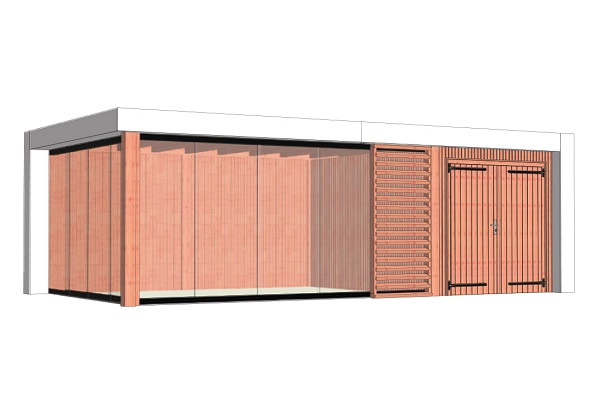 Buitenverblijf Verona 755x400 cm - Plat dak model rechts - Combinatie 1 afbeelding