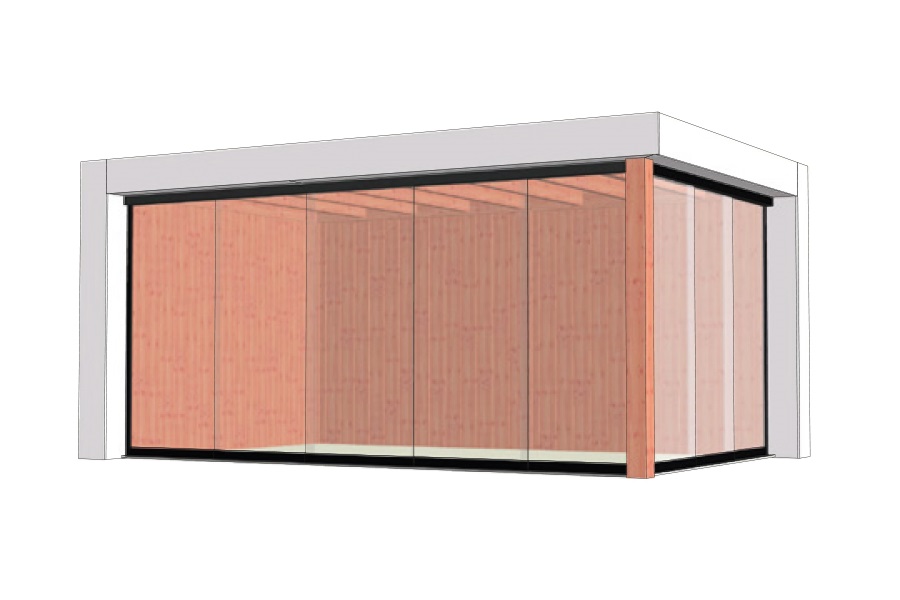 Buitenverblijf Verona 520x335 cm - Plat dak model links - Combinatie 1 afbeelding