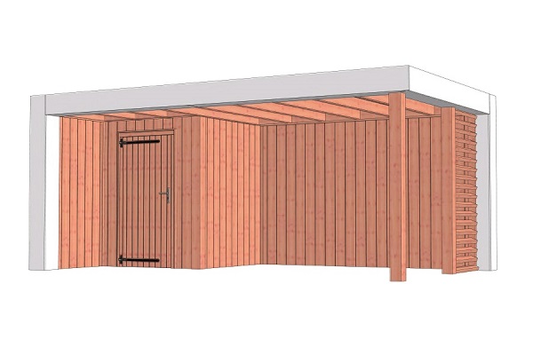 Buitenverblijf Verona 575x335 cm - Plat dak model links - Combinatie 1 afbeelding