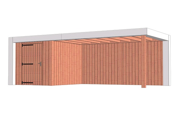 Buitenverblijf Verona 755x335 cm - Plat dak model links - Combinatie 1 afbeelding