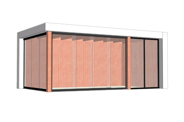Buitenverblijf Verona 575x335 cm - Plat dak model rechts - Combinatie 1 afbeelding