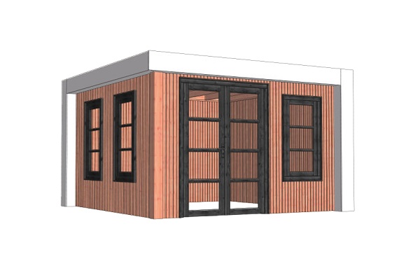 Buitenverblijf Verona 400x400 cm - Plat dak model rechts - Combinatie 1 afbeelding
