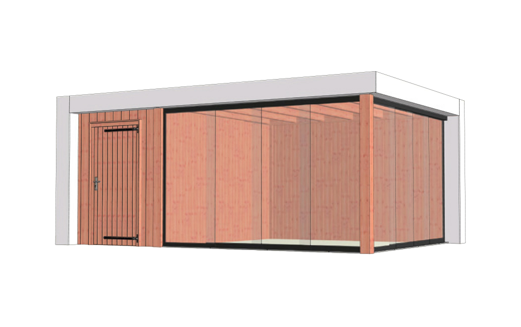 Buitenverblijf Verona 575x400 cm - Plat dak model links - combinatie 1 afbeelding