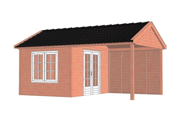 Buitenverblijf Zadeldak Betula 615x415 cm - Combinatie 1 afbeelding