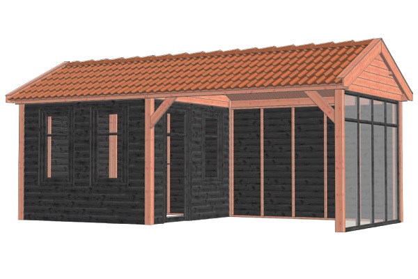 Buitenverblijf Zadeldak Betula 680x350 cm - Combinatie 1 afbeelding